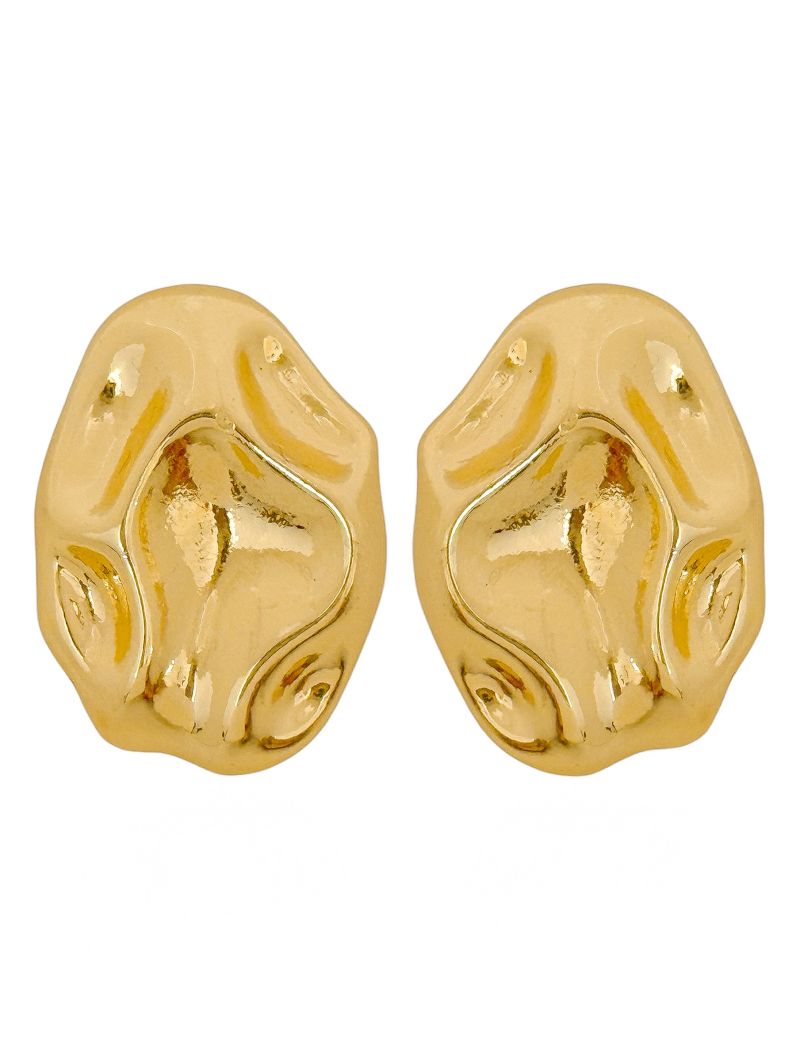 Brinco Folheado a Ouro 18k e Prata Botton Martelado