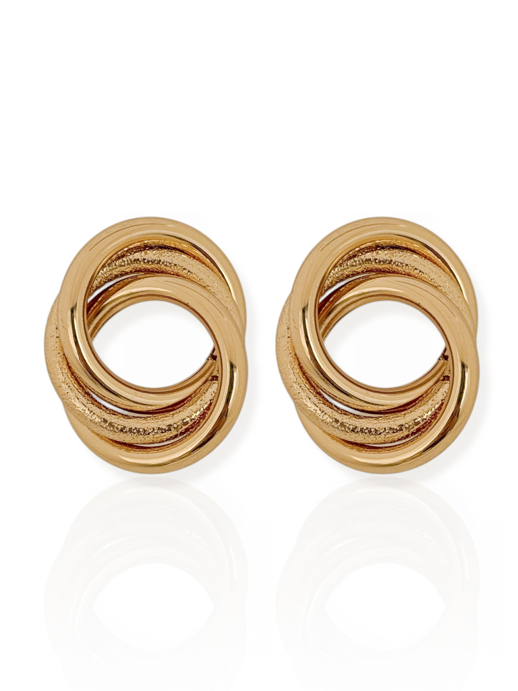 Brinco Folheado a Ouro 18k e Prata Elos Liso e Texturizado