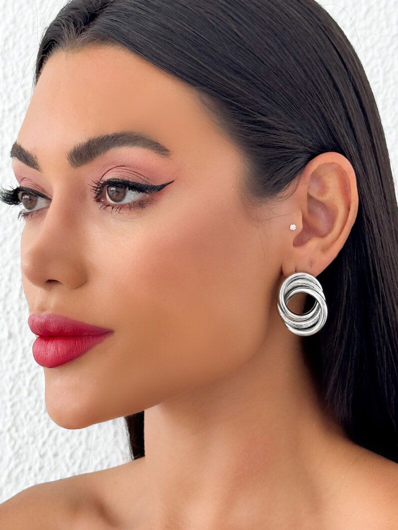 Brinco Folheado a Ouro 18k e Prata Elos Liso e Texturizado