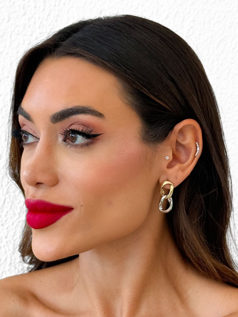 Brinco Folheado a Ouro 18k e Prata Elos Lisos