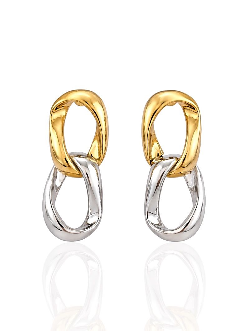 Brinco Folheado a Ouro 18k e Prata Elos Lisos