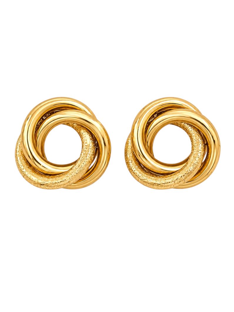 Brinco Folheado a Ouro 18k e Prata Elos Lisos e Jateado
