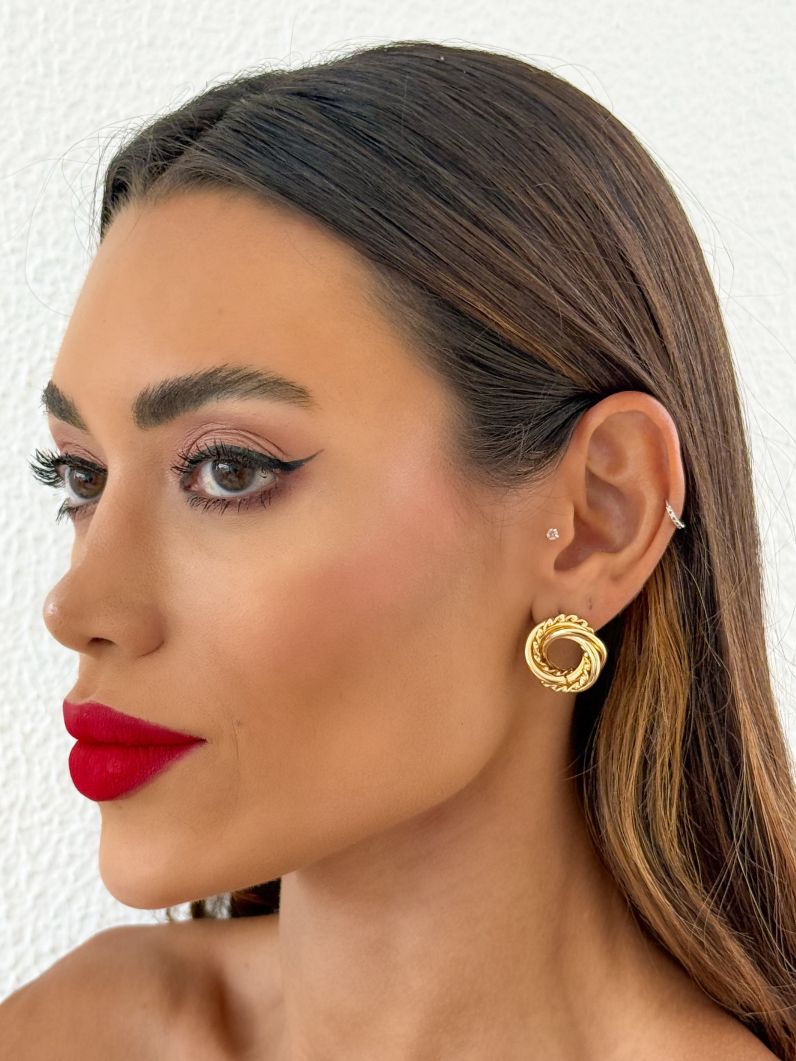 Brinco Folheado a Ouro 18k e Prata Elos Lisos e Torcidos