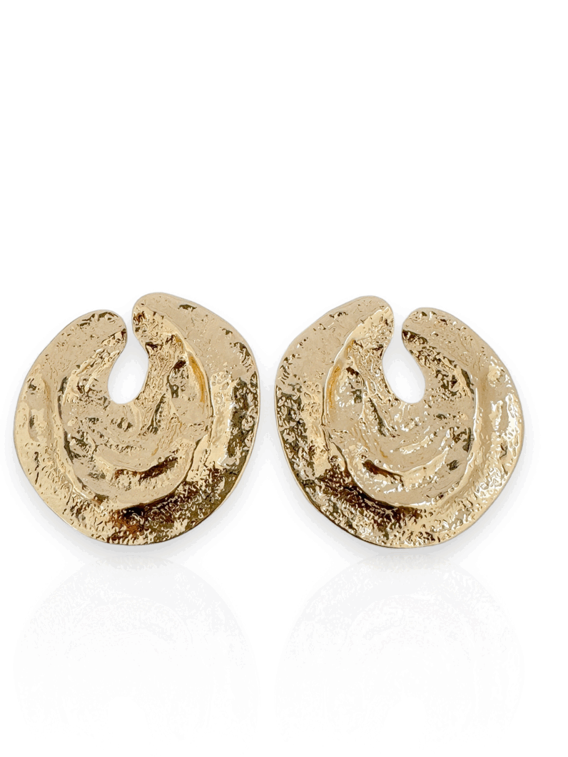 Brinco Folheado a Ouro 18k e Prata Esfera Martelado