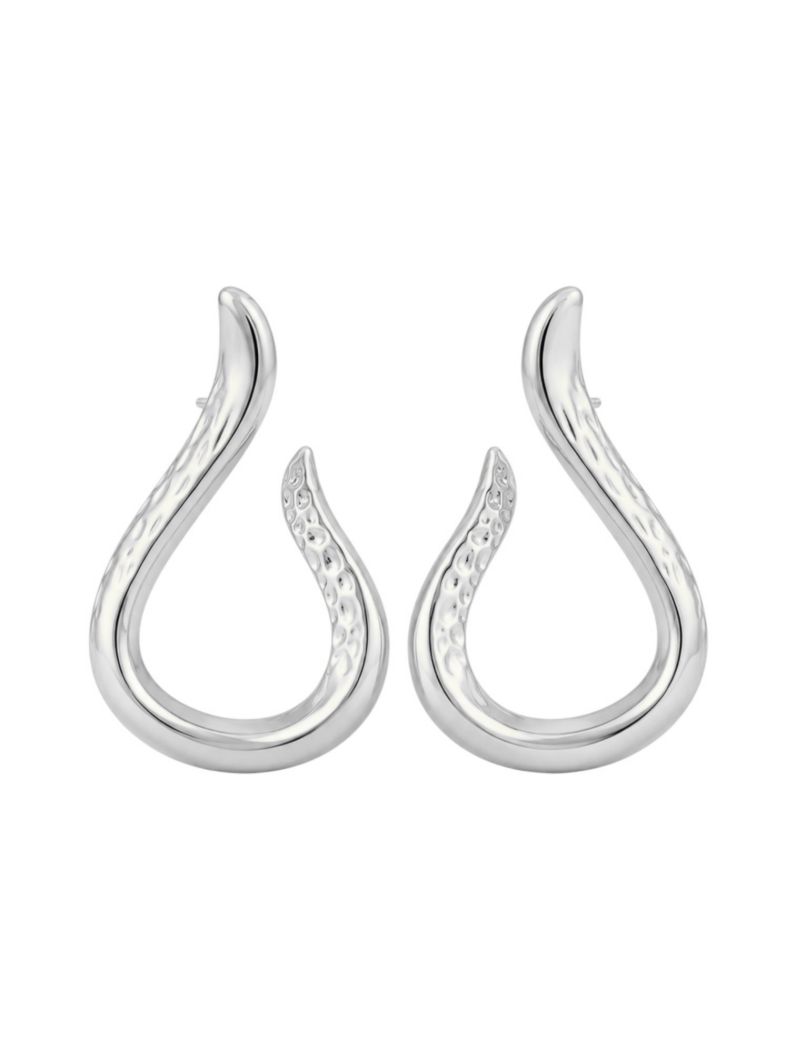 Brinco Folheado a Ouro 18k e Prata Fio Curvado Martelado