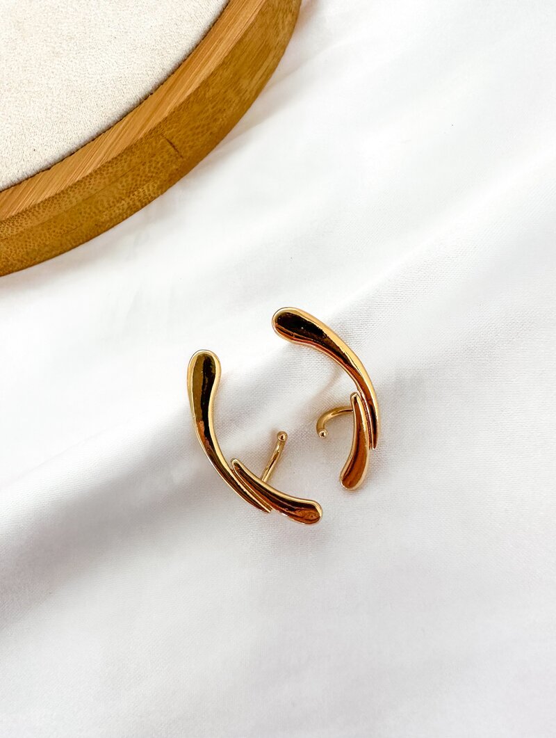 Brinco Folheado a Ouro 18k e Prata Fio Duplo