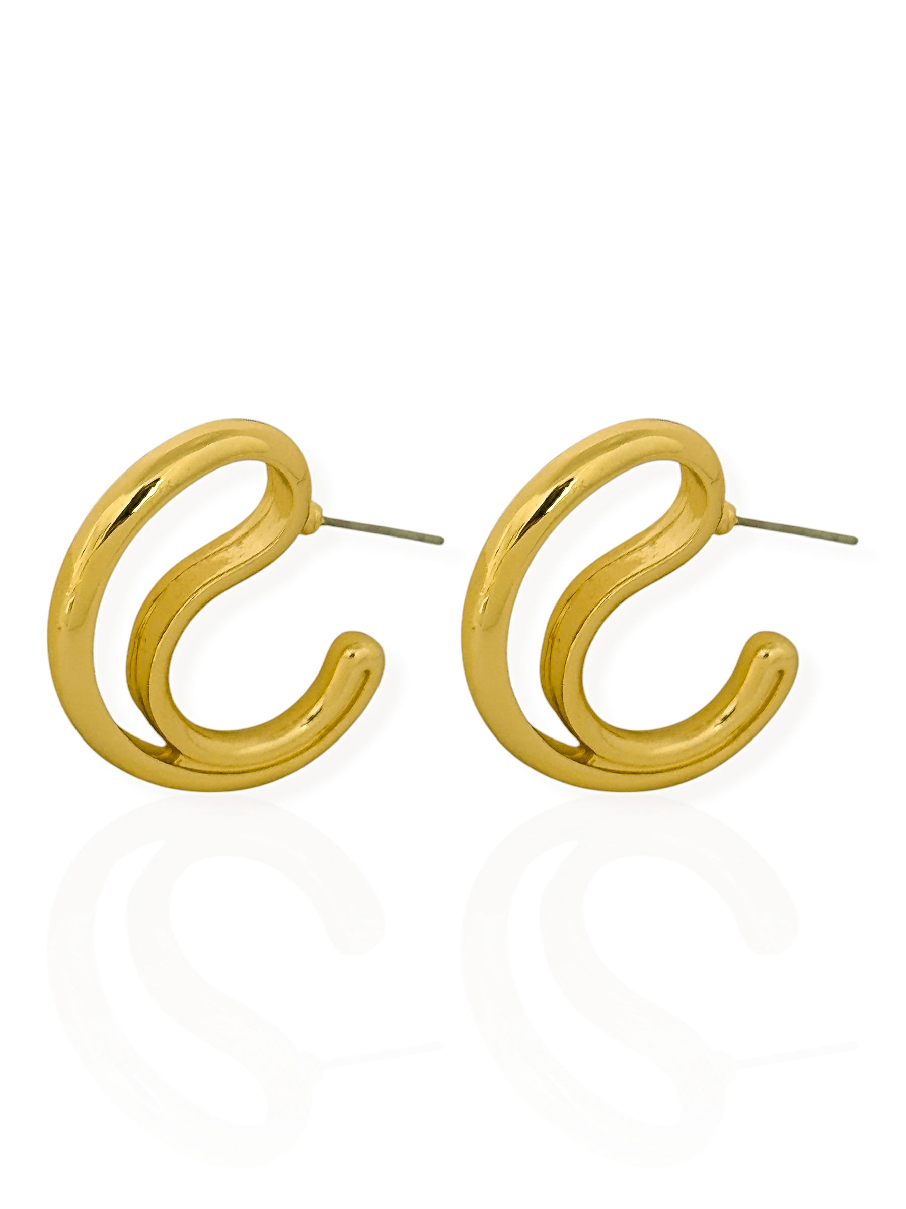 Brinco Folheado a Ouro 18k e Prata Fio Gota Vazada