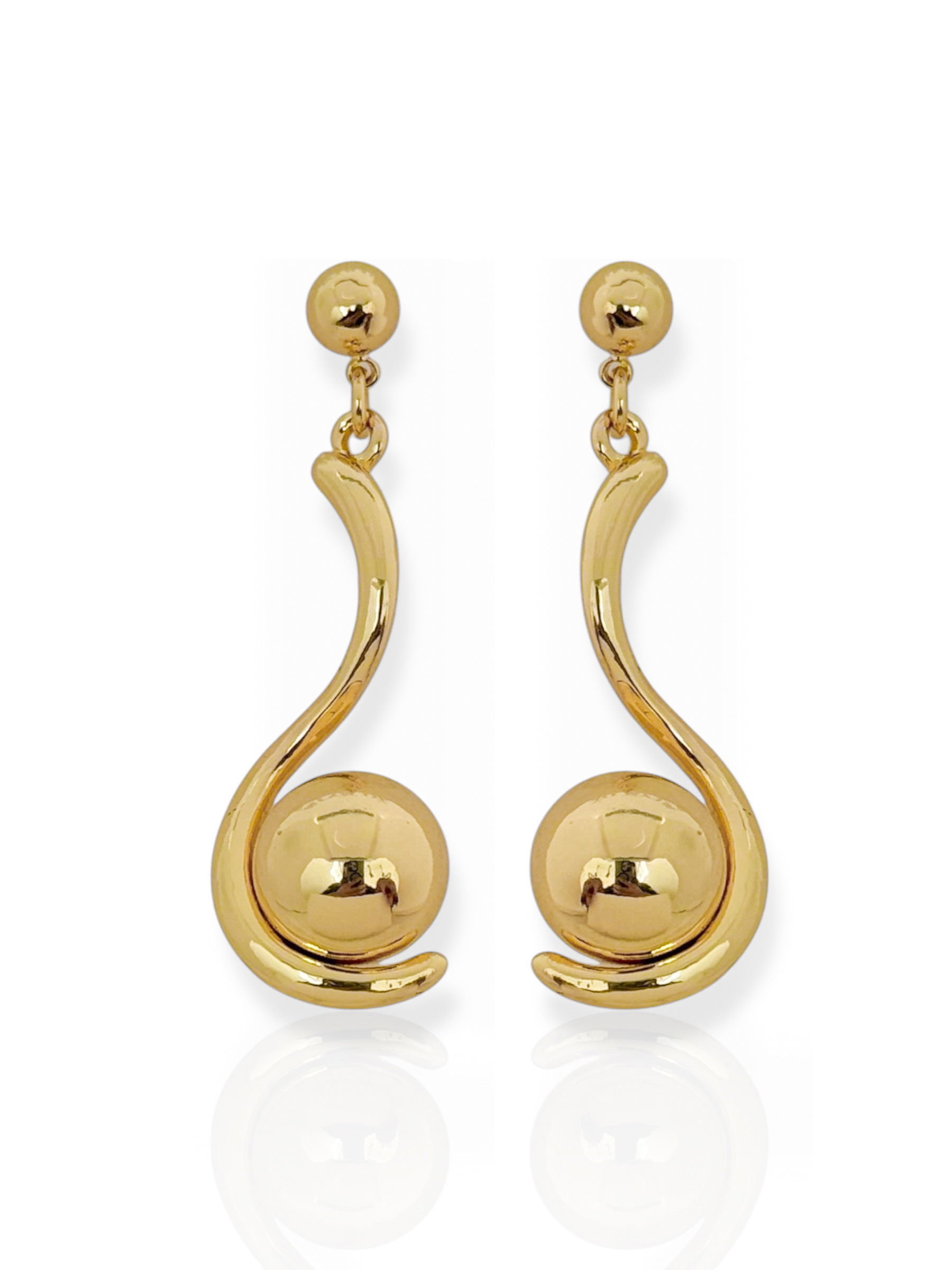 Brinco Folheado a Ouro 18k e Prata Fio Ondulado Com Esfera