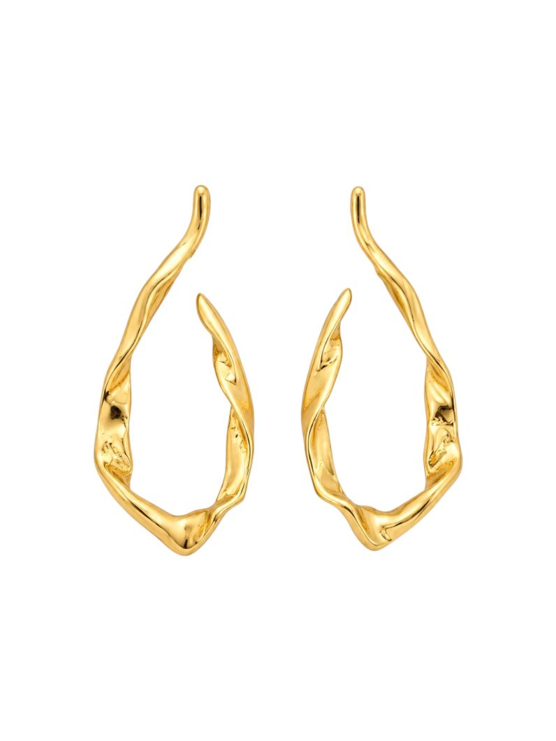 Brinco Folheado a Ouro 18k e Prata Fio Organico Longo