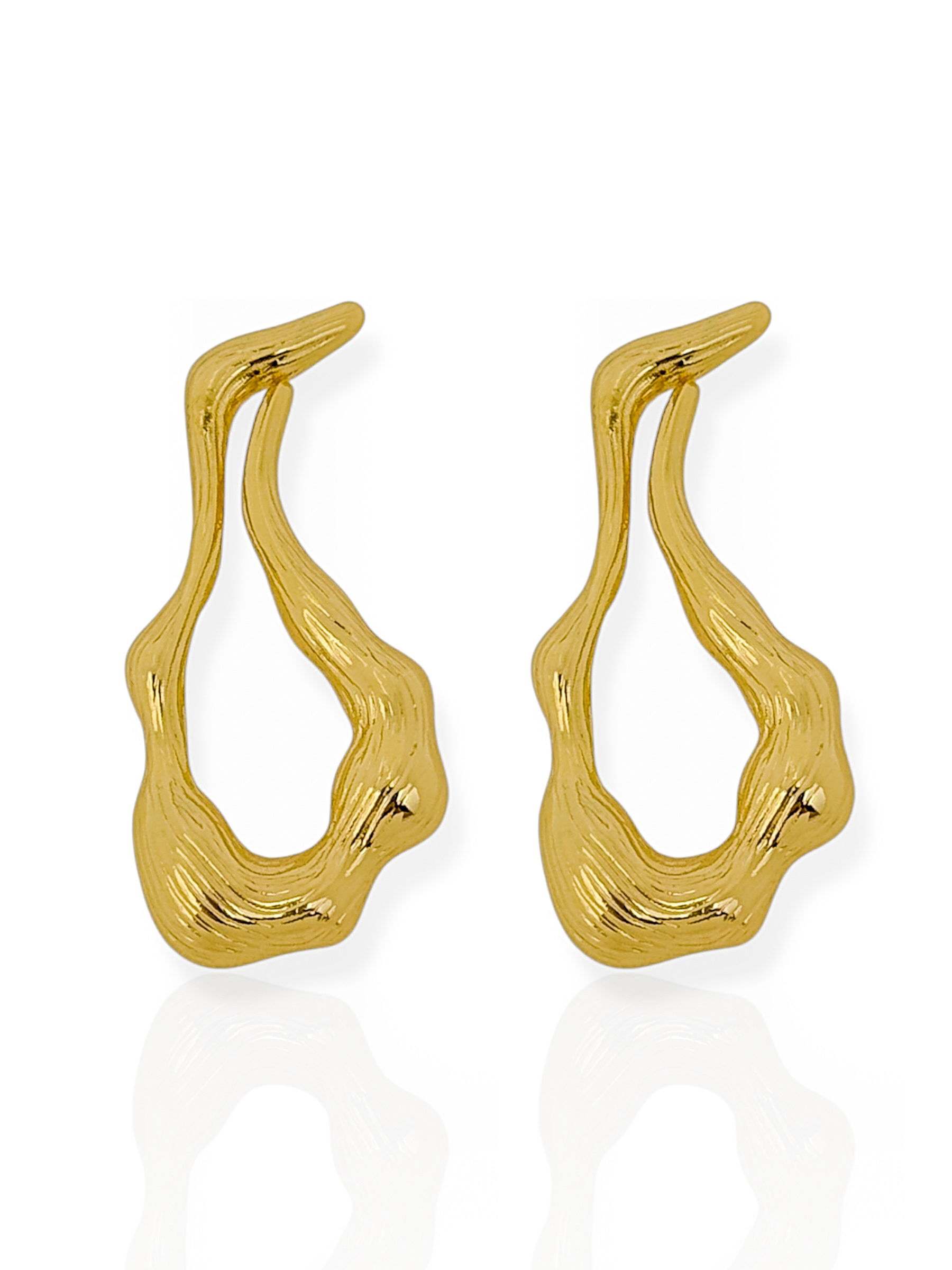 Brinco Folheado a Ouro 18K e Prata Fio Texturizado