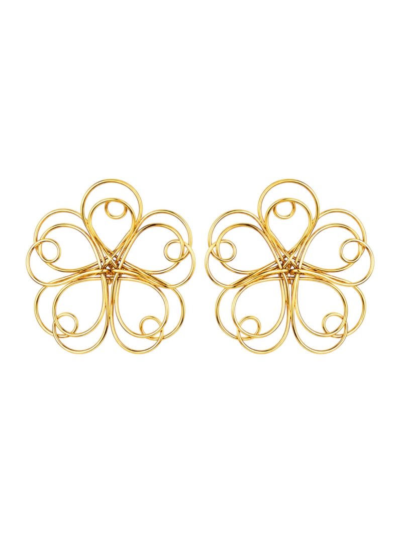 Brinco Folheado a Ouro 18k e Prata Fios Design Flor