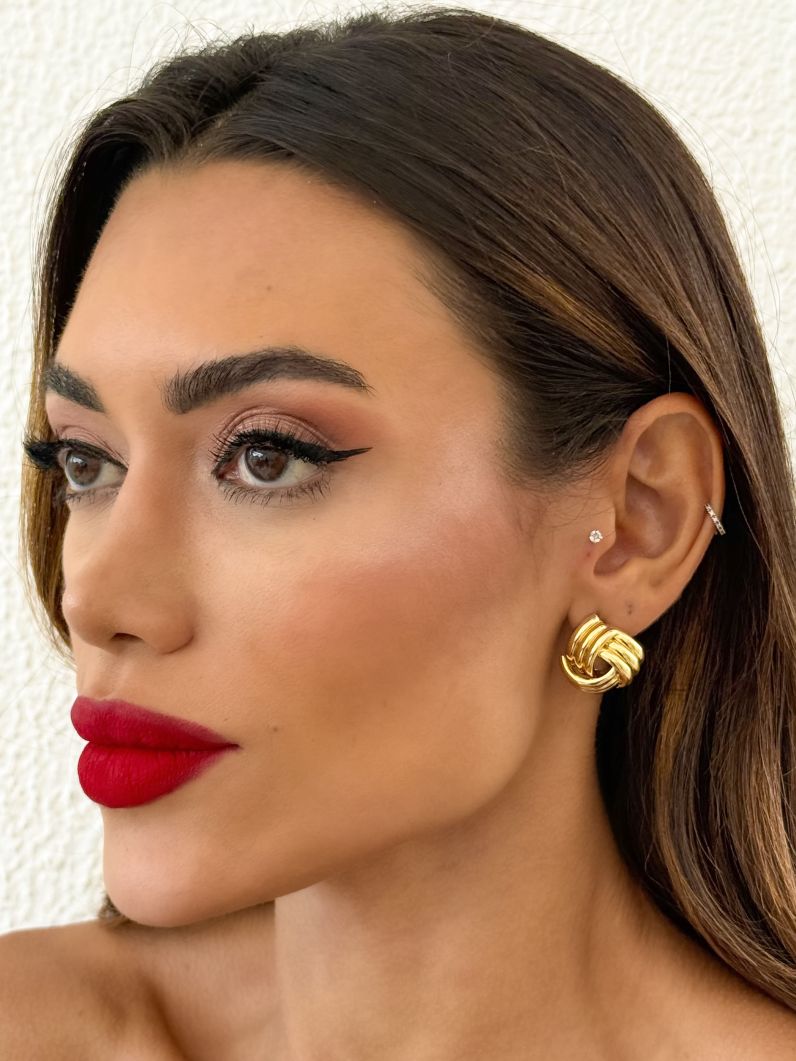Brinco Folheado a Ouro 18k e Prata Fios Entrelaçados