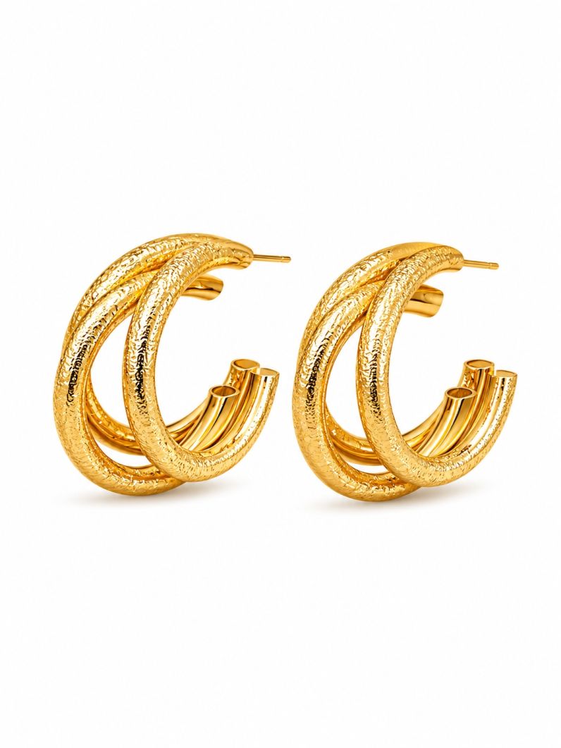 Brinco Folheado a Ouro 18k e Prata Fios Jateados