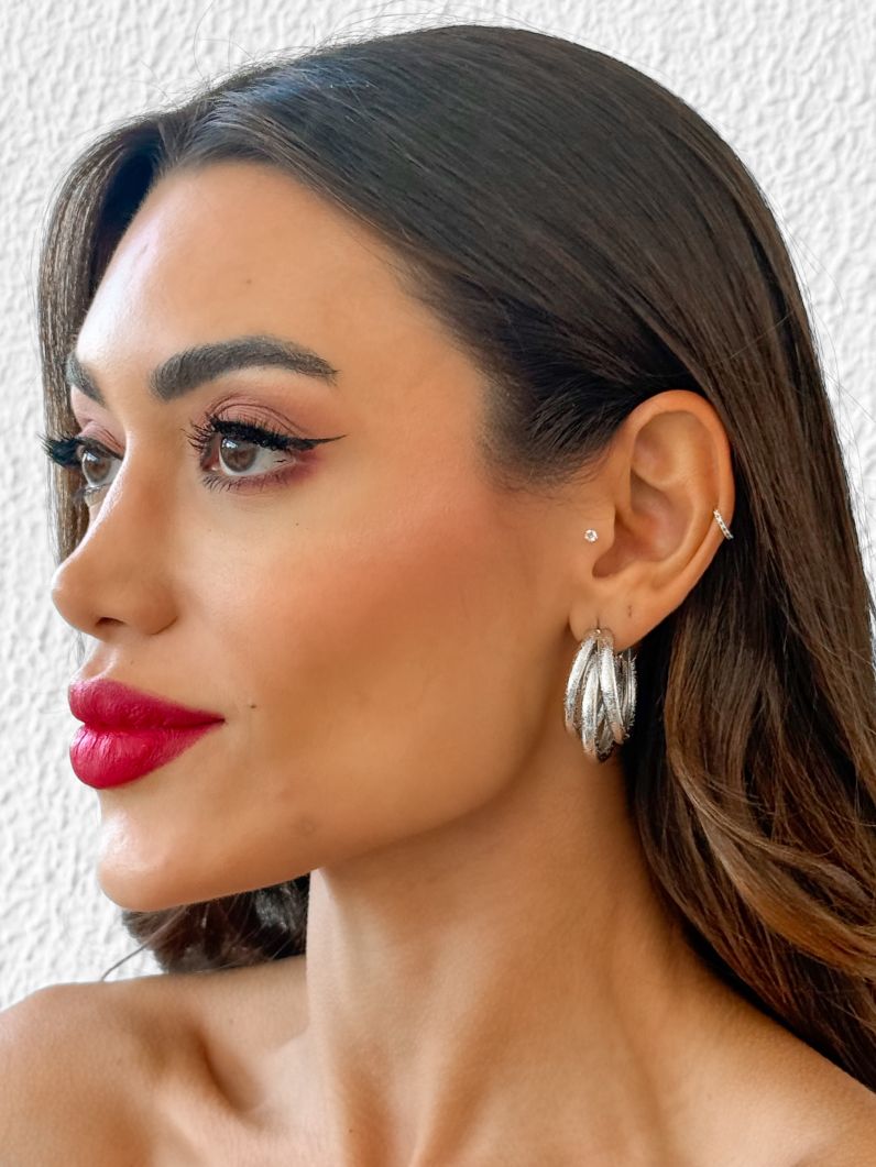Brinco Folheado a Ouro 18k e Prata Fios Jateados