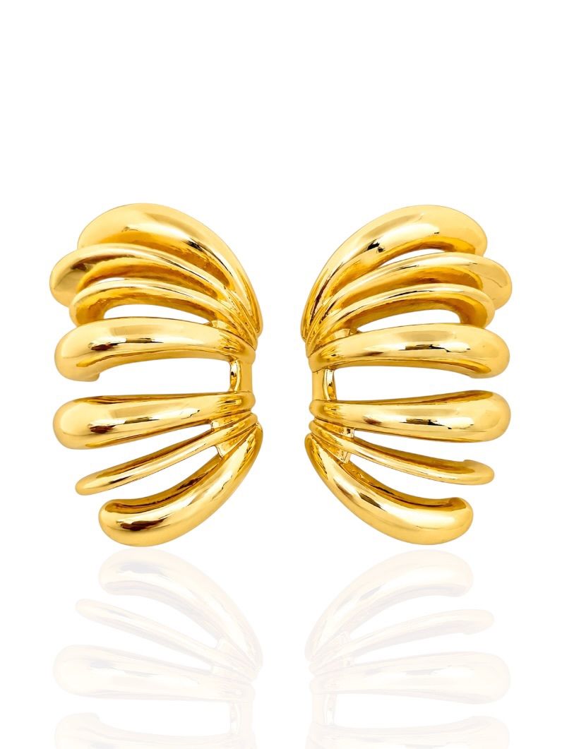 Brinco Folheado a Ouro 18k e Prata Fios Maxi