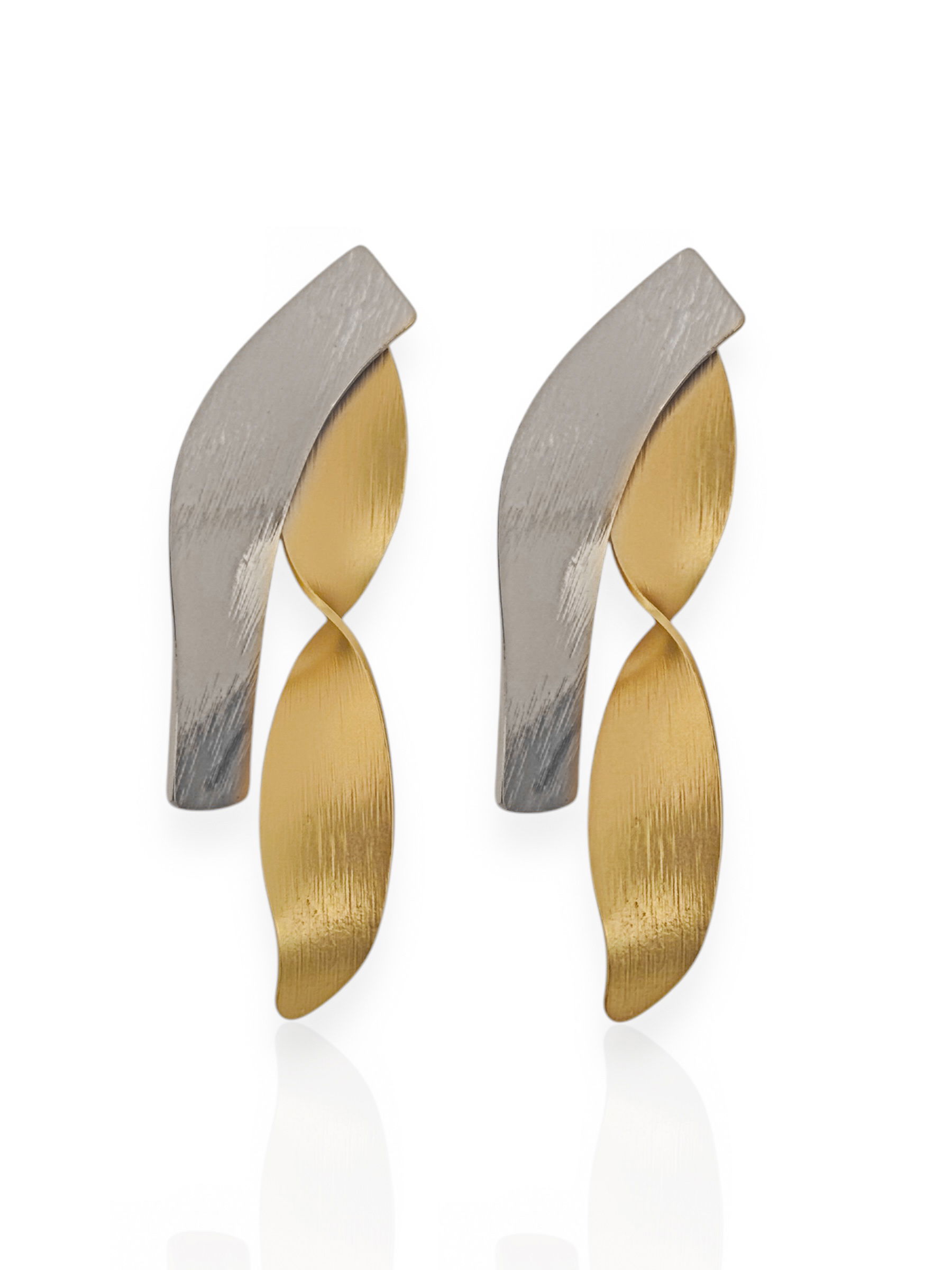 Brinco Folheado a Ouro 18K e Prata Fios Ondulado Texturizado