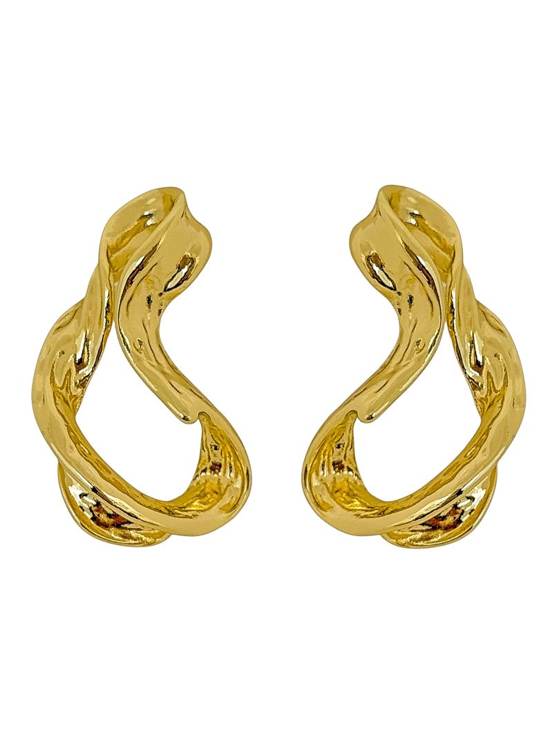 Brinco Folheado a Ouro 18k e Prata Fios Texturizados Organicos