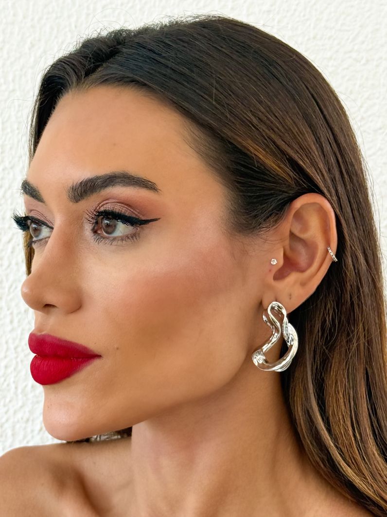 Brinco Folheado a Ouro 18k e Prata Fios Texturizados Organicos
