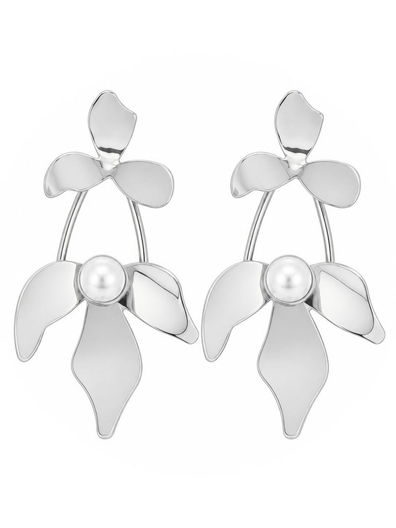 Brinco Folheado a Ouro 18k e Prata Flor Alfinete
