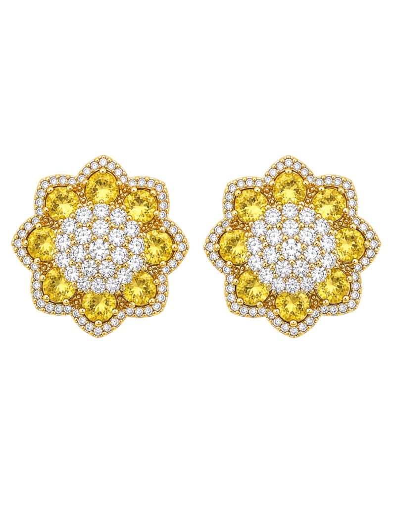 Brinco Folheado a Ouro 18k e Prata Flor de Cristais