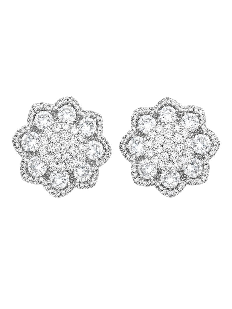 Brinco Folheado a Ouro 18k e Prata Flor de Cristais