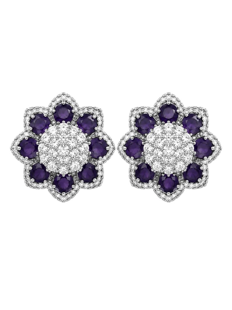 Brinco Folheado a Ouro 18k e Prata Flor de Cristais