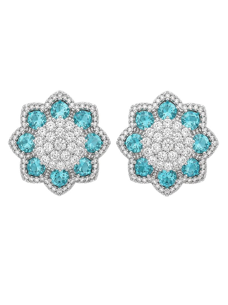 Brinco Folheado a Ouro 18k e Prata Flor de Cristais