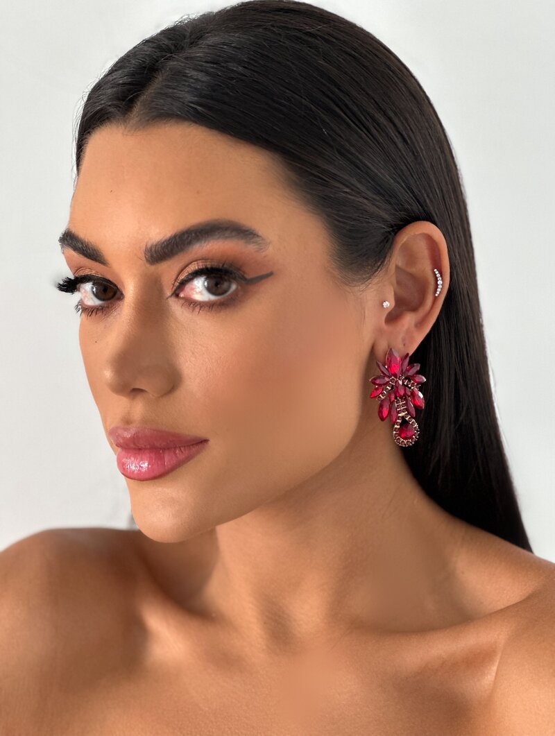 Brinco Folheado a Ouro 18k e Prata Flor de Zircônia com Detalhes Cravejados