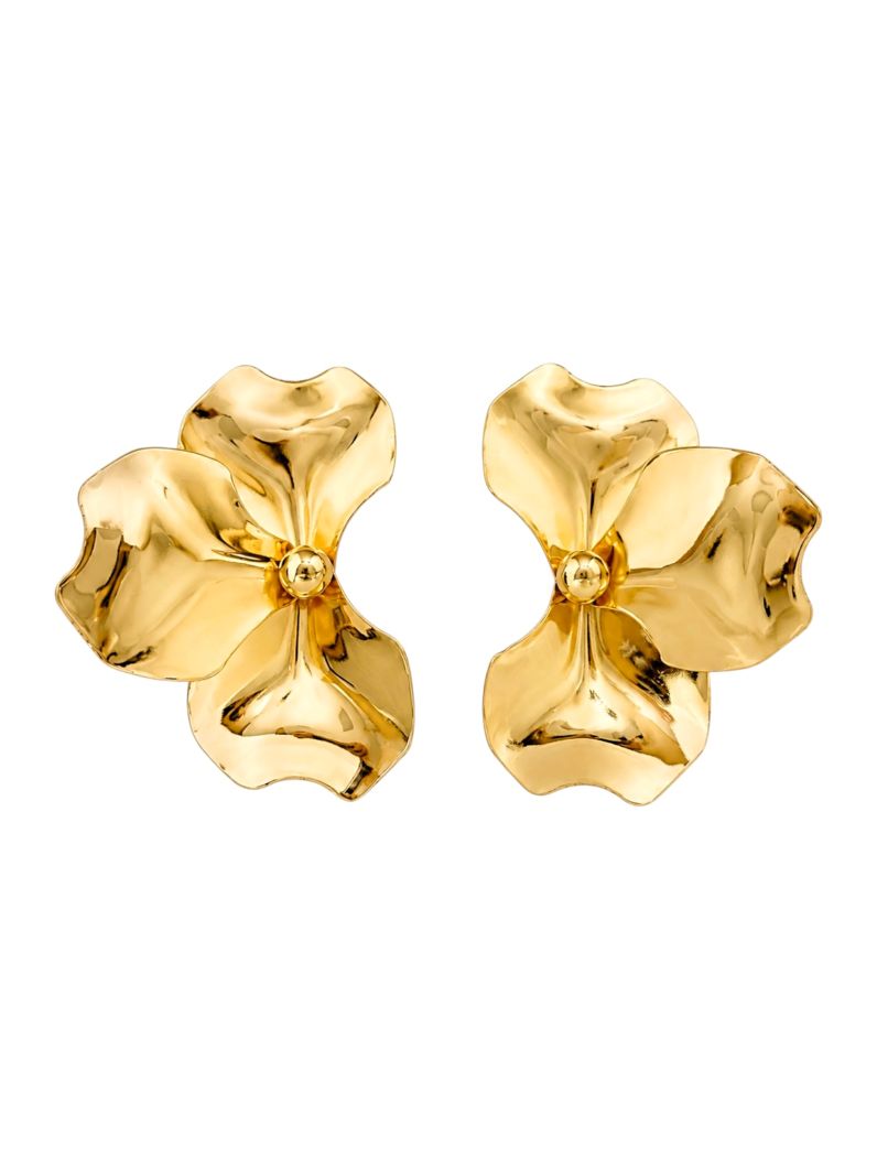 Brinco Folheado a Ouro 18k e Prata Flor Martelada