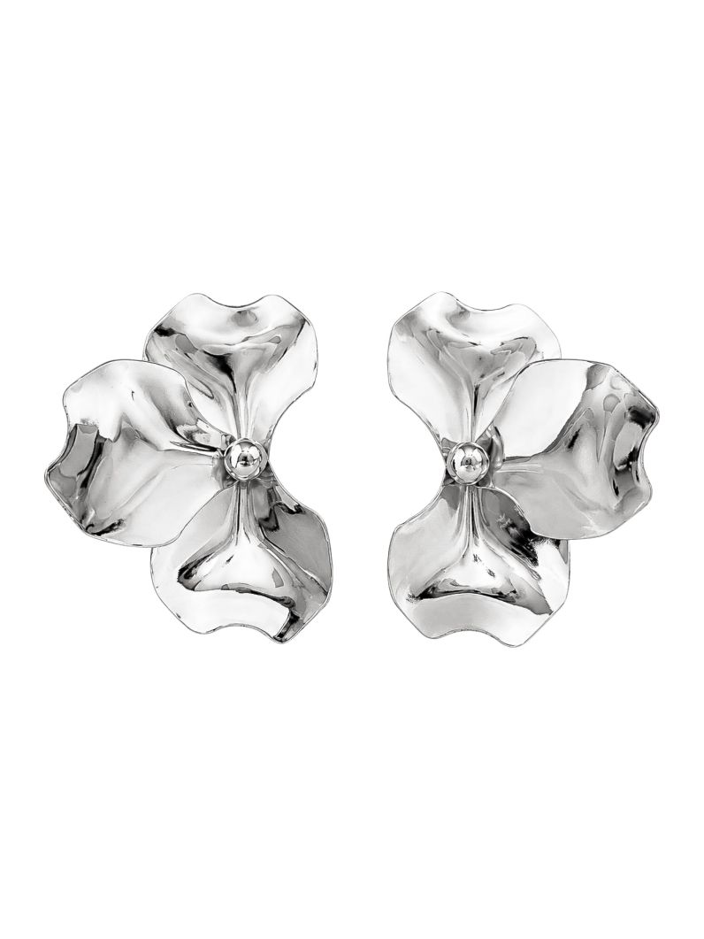 Brinco Folheado a Ouro 18k e Prata Flor Martelada