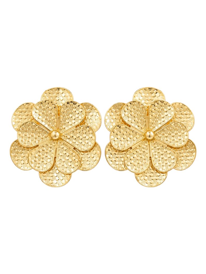 Brinco Folheado a Ouro 18k e Prata Flor Maxi