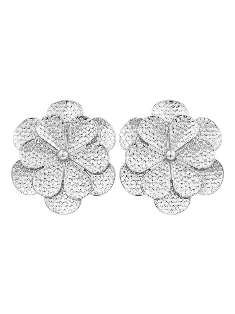 Brinco Folheado a Ouro 18k e Prata Flor Maxi
