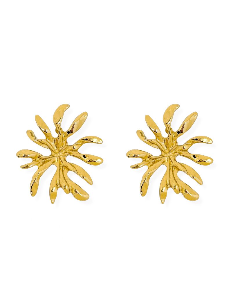 Brinco Folheado a Ouro 18k e Prata Flor Organica