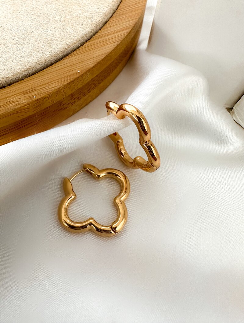 Brinco Folheado a Ouro 18k e Prata Flor Vazada com Fecho