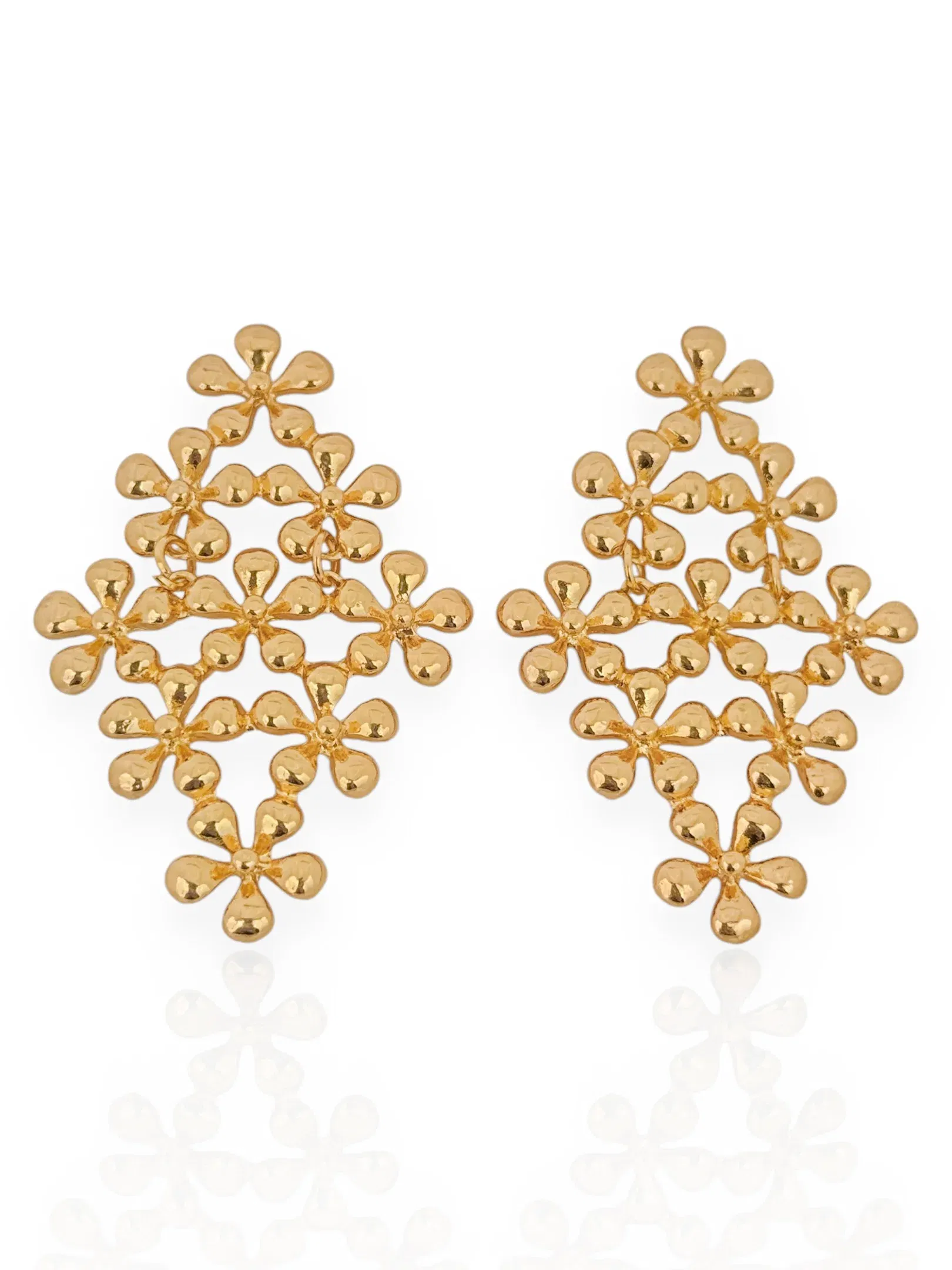 Brinco Folheado a Ouro 18k e Prata Floral