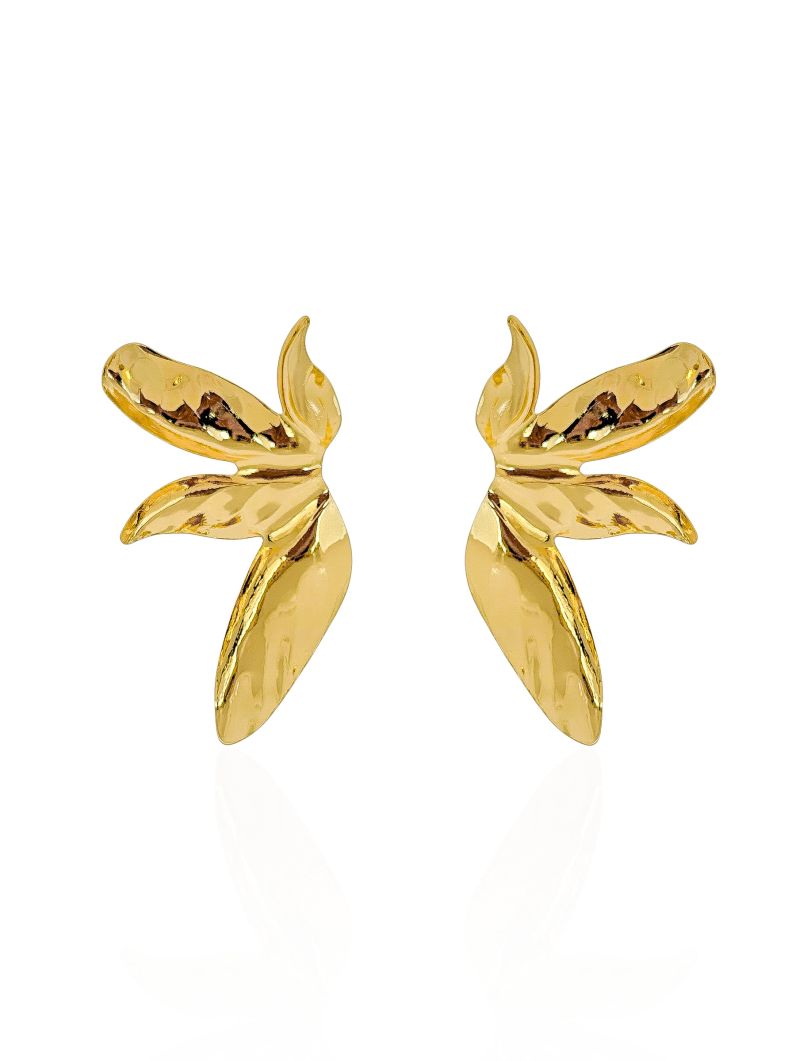 Brinco Folheado a Ouro 18k e Prata Folha Orgânica