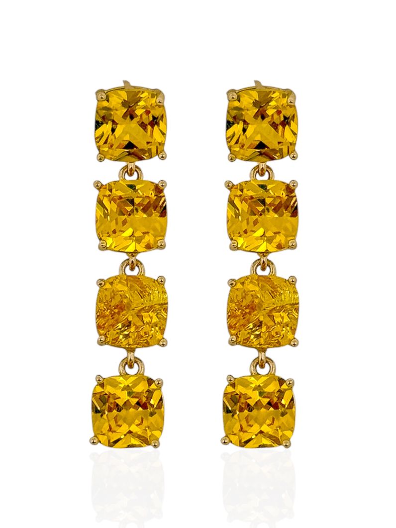 Brinco Folheado a Ouro 18k e Prata Forma de Cristal Colorida