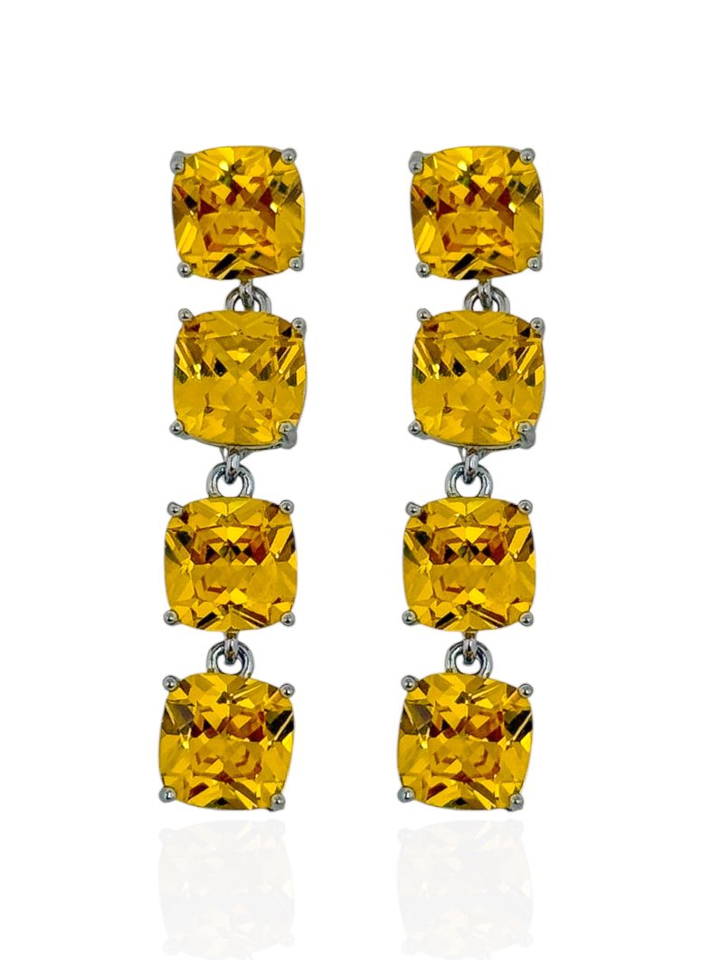 Brinco Folheado a Ouro 18k e Prata Forma de Cristal Colorida