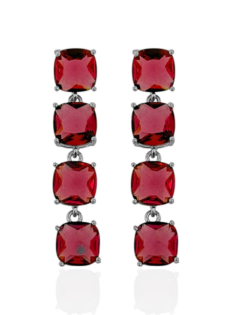 Brinco Folheado a Ouro 18k e Prata Forma de Cristal Colorida