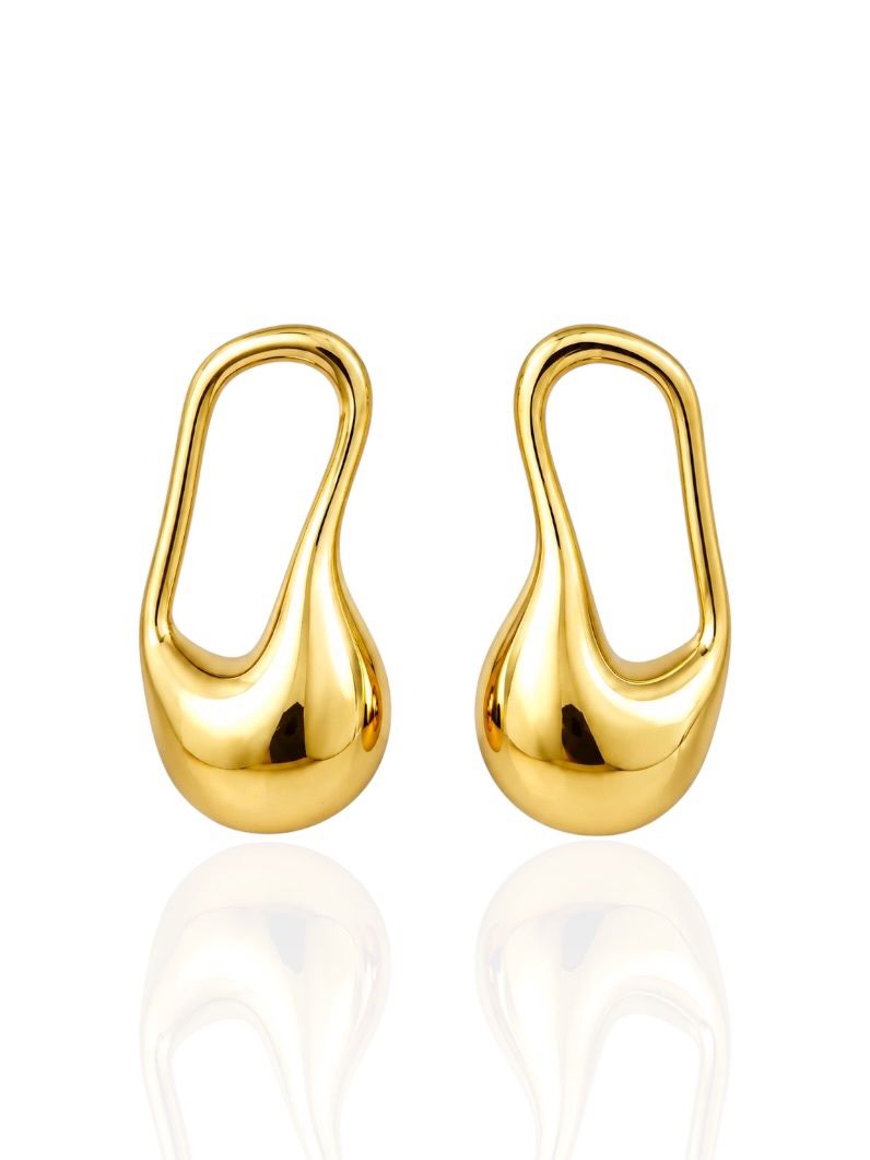 Brinco Folheado a Ouro 18k e Prata Forma Organica