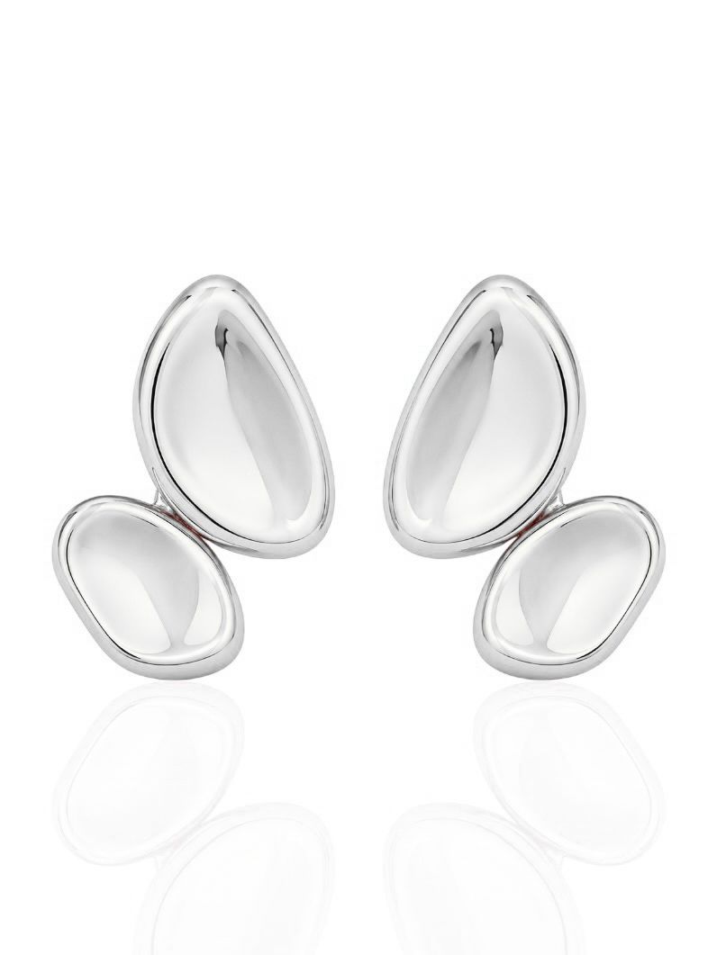 Brinco Folheado a Ouro 18k e Prata Forma Organica Dupla