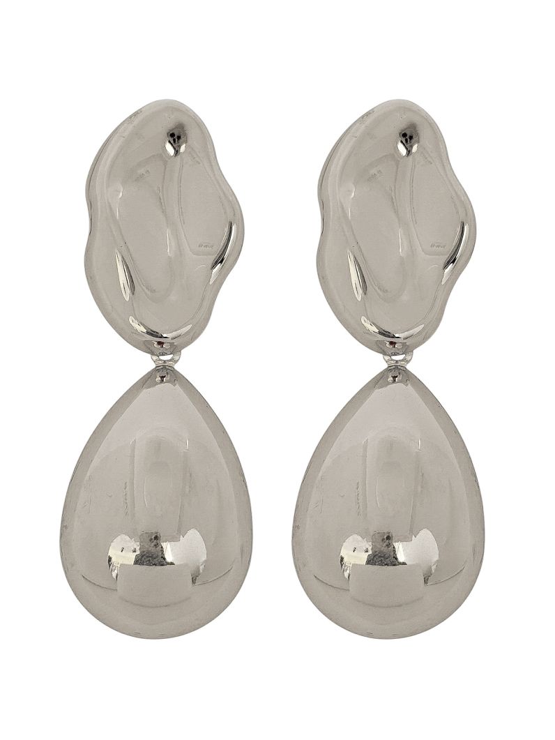 Brinco Folheado a Ouro 18k e Prata Forma Organica e Gota Maxi