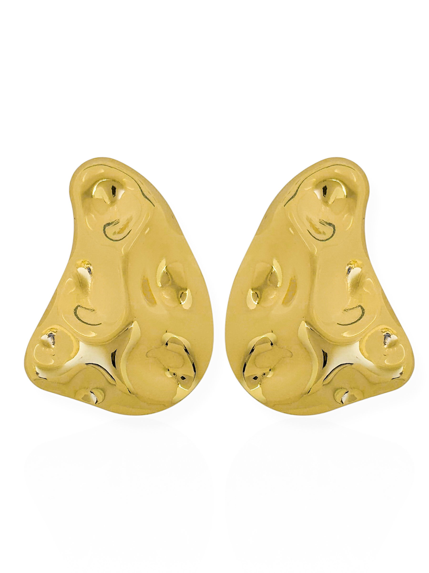 Brinco Folheado a Ouro 18k e Prata Forma Organica Martelada