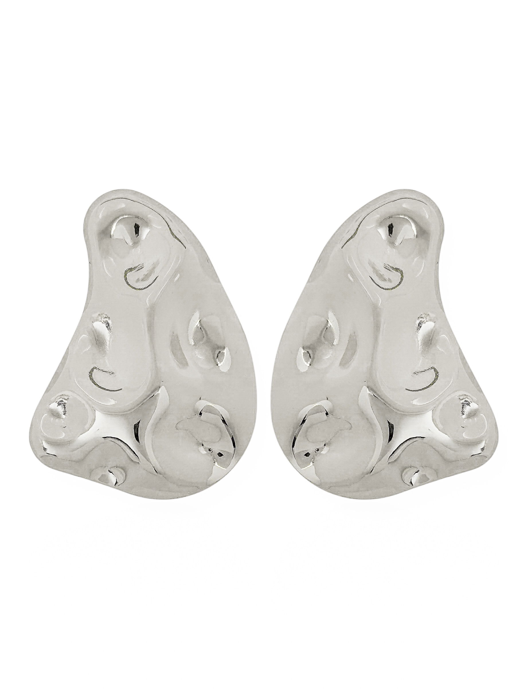 Brinco Folheado a Ouro 18k e Prata Forma Organica Martelada