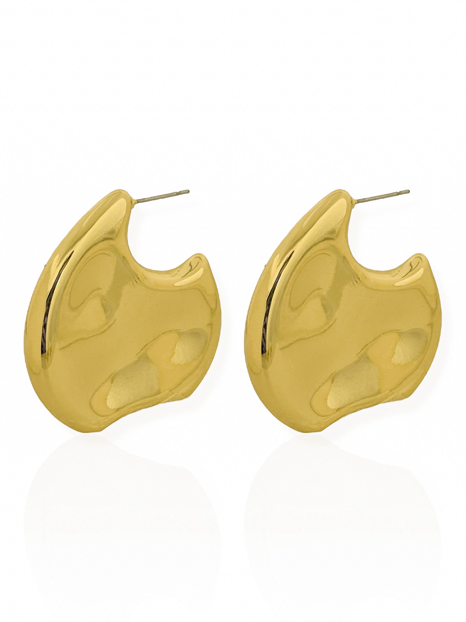 Brinco Folheado a Ouro 18k e Prata Forma Organica Martelada