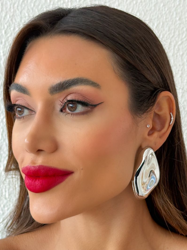 Brinco Folheado a Ouro 18k e Prata Forma Organica Maxi