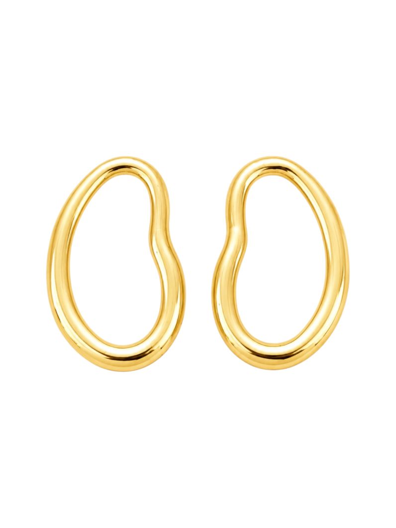 Brinco Folheado a Ouro 18k e Prata Forma Organica Vazada