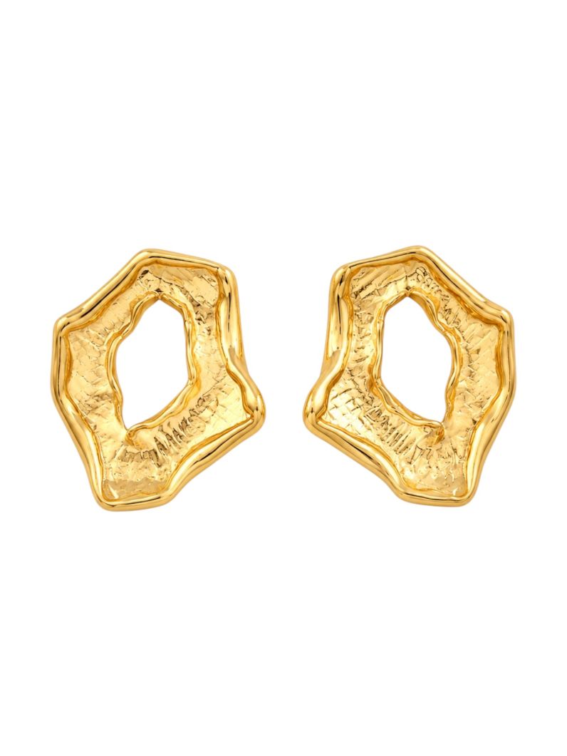 Brinco Folheado a Ouro 18k e Prata Forma Organica Vazada