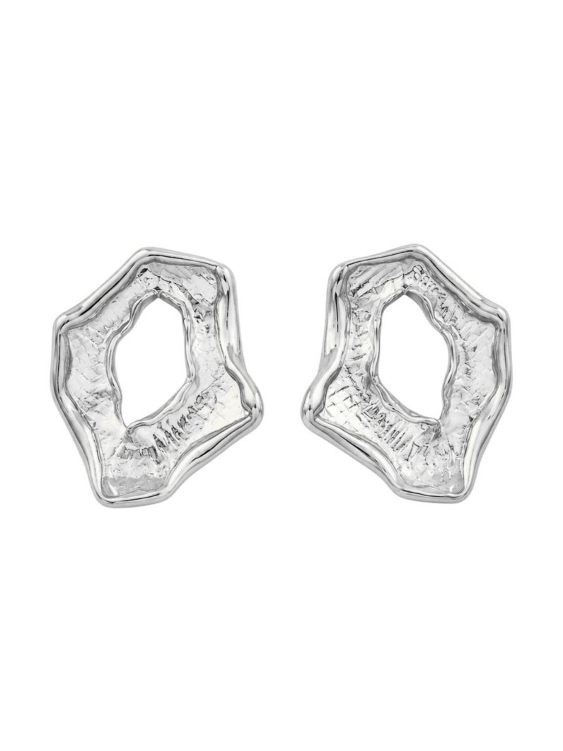 Brinco Folheado a Ouro 18k e Prata Forma Organica Vazada