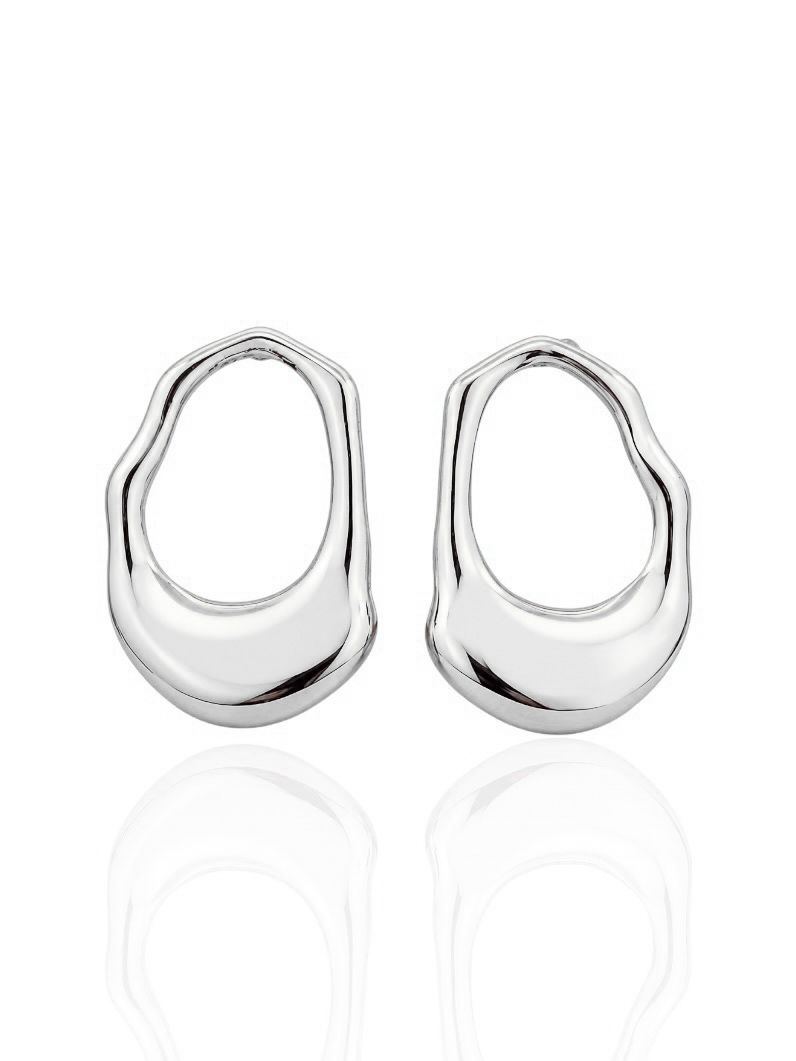 Brinco Folheado a Ouro 18k e Prata Forma Oval Organica